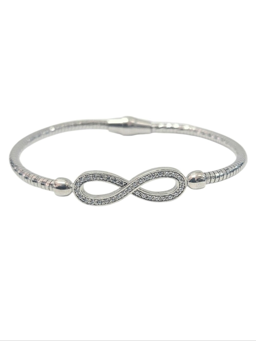 Ladies .925 Silver Infinity Pave Bracelet